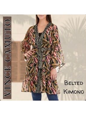 VINCE Camuto Island Spice Self-Tie Belted Kimono Topper